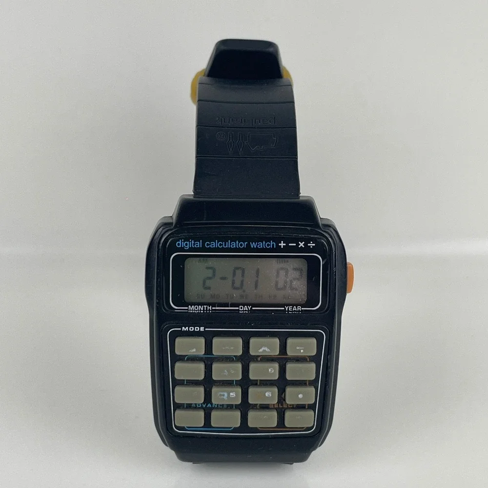 Paul Frank Retro Tech Digital Calculator Watch Black Nerdcore Geek Chic Y2K Read